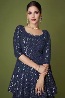 Navy Blue Georgette Pakistani Salwar Kameez