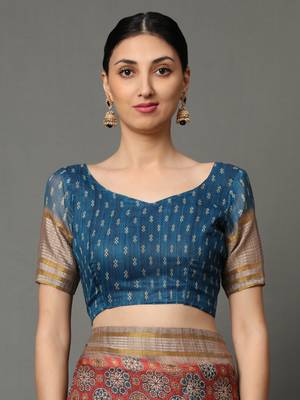 MISHRI COLLECTION Women's Saree Pure Cotton Fabric Digital Print Saree with Unstitched Blouse Piece (Free Size) 4