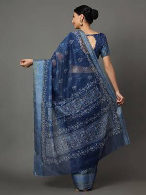 MISHRI COLLECTION Women's Saree Pure Cotton Fabric Digital Print Saree with Unstitched Blouse Piece (Free Size) 3