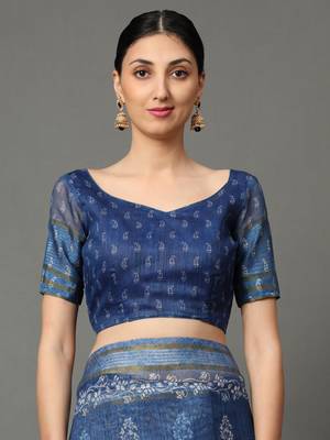 MISHRI COLLECTION Women's Saree Pure Cotton Fabric Digital Print Saree with Unstitched Blouse Piece (Free Size) 4