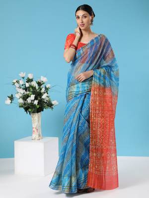 MISHRI COLLECTION Women's Saree Pure Cotton Fabric Digital Print Saree with Unstitched Blouse Piece (Free Size) 2