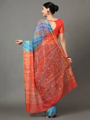 MISHRI COLLECTION Women's Saree Pure Cotton Fabric Digital Print Saree with Unstitched Blouse Piece (Free Size) 3