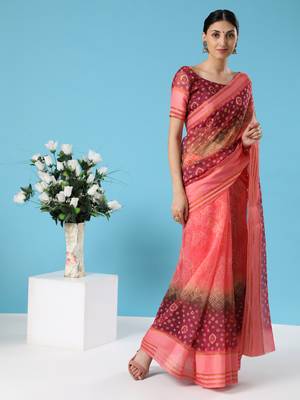 MISHRI COLLECTION Women's Saree Pure Cotton Fabric Digital Print Saree with Unstitched Blouse Piece (Free Size) 2