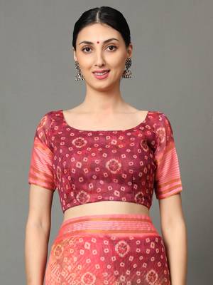 MISHRI COLLECTION Women's Saree Pure Cotton Fabric Digital Print Saree with Unstitched Blouse Piece (Free Size) 4