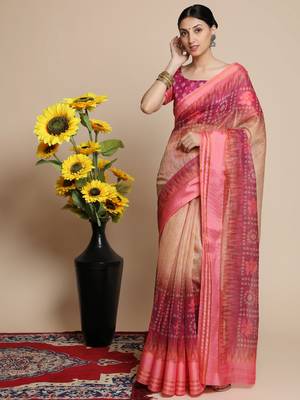 MISHRI COLLECTION Women's Saree Pure Cotton Fabric Digital Print Saree with Unstitched Blouse Piece (Free Size) 2