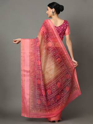 MISHRI COLLECTION Women's Saree Pure Cotton Fabric Digital Print Saree with Unstitched Blouse Piece (Free Size) 3