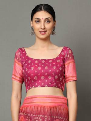 MISHRI COLLECTION Women's Saree Pure Cotton Fabric Digital Print Saree with Unstitched Blouse Piece (Free Size) 4