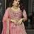 Mauve zarkan, thread, zari, dori, and sequins embroidered velvet semi stitched lehenga