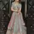 Turquoise zarkan, thread, zari, dori, and sequins embroidered velvet semi stitched lehenga