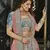 Turquoise zarkan, thread, zari, dori, and sequins embroidered velvet semi stitched lehenga