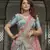 Turquoise zarkan, thread, zari, dori, and sequins embroidered velvet semi stitched lehenga