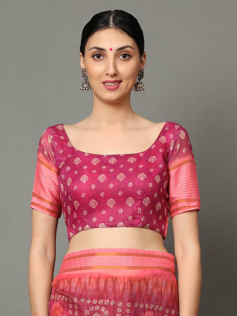 MISHRI COLLECTION Women's Saree Pure Cotton Fabric Digital Print Saree with Unstitched Blouse Piece (Free Size)