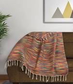 Mezposh Motley Multicolor Striped Pattern Cotton Acrylic Sofa Throw (160 x 130 cm)