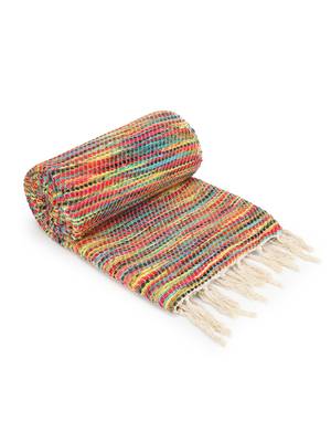 Mezposh Motley Multicolor Striped Pattern Cotton Acrylic Sofa Throw (160 x 130 cm) 2