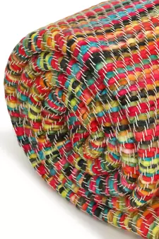 Mezposh Motley Multicolor Striped Pattern Cotton Acrylic Sofa Throw (160 x 130 cm)