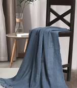 Mezposh Motley Dark Grey Hand Knitted Cotton Sofa Throw (140 x 120 cm)
