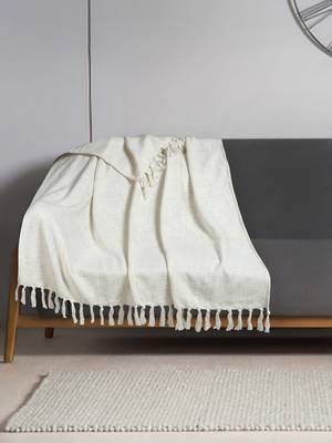 Mezposh Droplet White Self Design Cotton Sofa Throw (180 x 130 cm) 1