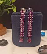 Ruby American Diamond Long Hanging Earrings Jewellery for Women