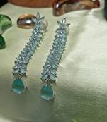 Green American Diamond Long Hanging Earrings Jewellery for Women