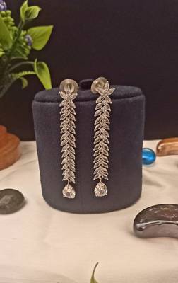 White American Diamond Long Hanging Earrings Jewellery for Women 1