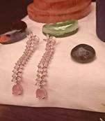 Pink American Diamond Long Hanging Earrings Jewellery for Women
