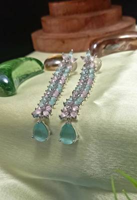 Multicolor American Diamond Long Hanging Earrings Jewellery for Women 1