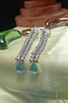 Multicolor American Diamond Long Hanging Earrings Jewellery for Women