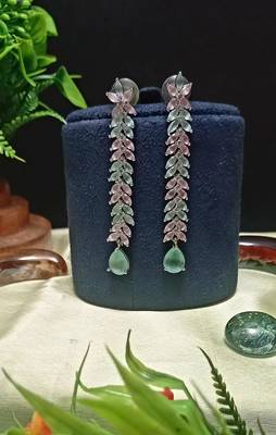Multicolor American Diamond Long Hanging Earrings Jewellery for Women 2