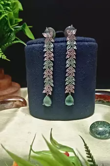 Multicolor American Diamond Long Hanging Earrings Jewellery for Women