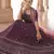 Wine dori and thread embroidered with zarkan crepe semi stitched designer lehenga