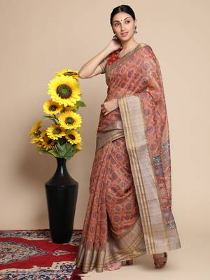 MISHRI COLLECTION Women's Saree Pure Cotton Fabric Digital Print Saree with Unstitched Blouse Piece (Free Size) 2