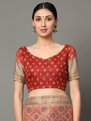 MISHRI COLLECTION Women's Saree Pure Cotton Fabric Digital Print Saree with Unstitched Blouse Piece (Free Size) 4
