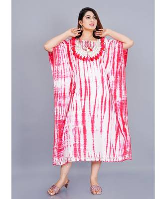 Womens Tie & Dye Rayon Kaftan Kurti Dress 1