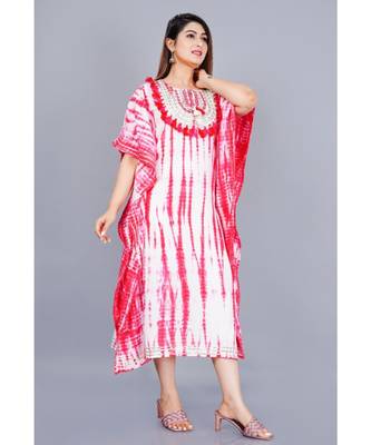 Womens Tie & Dye Rayon Kaftan Kurti Dress 2