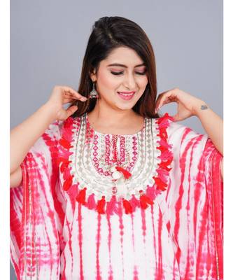 Womens Tie & Dye Rayon Kaftan Kurti Dress 5