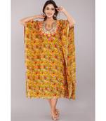 Womens Floral Printed Rayon Kaftan Kurti Dress