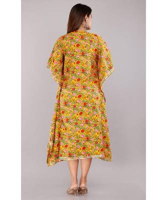 Womens Floral Printed Rayon Kaftan Kurti Dress 3