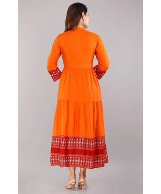 Orange Colored Party Wear Embroidered Rayon Anarkali Suit With jacket 4