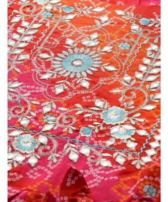 Womens Red & Orange Bandhani Print Anarkali Kurta 5
