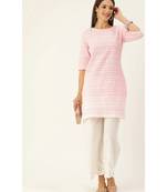 Pink Ethnic Motifs Embroidered Chikankari Kurti