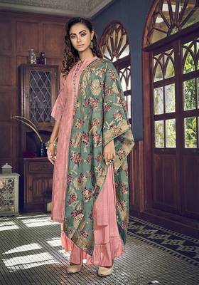 Light-pink fancy tussar silk salwar 1