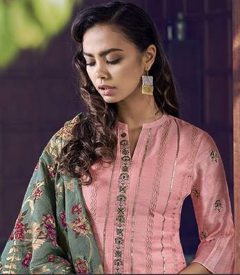 Light-pink fancy tussar silk salwar 2