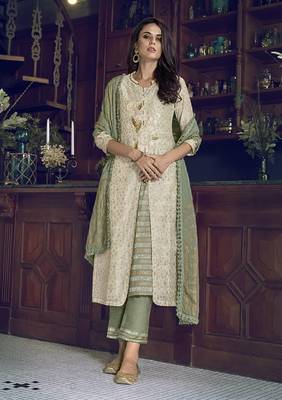 White fancy pure art silk salwar 1