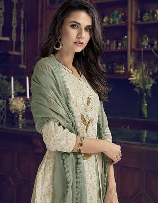 White fancy pure art silk salwar 2