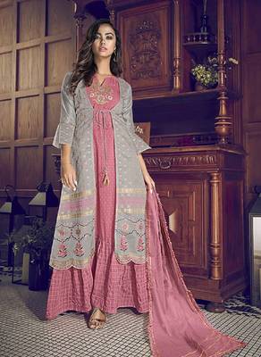 Pink fancy pure art silk salwar 1