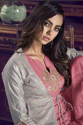 Pink fancy pure art silk salwar 2