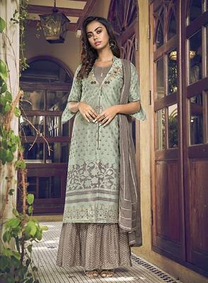Light-sea-green fancy pure art silk salwar 1