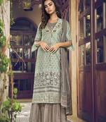 Light-sea-green fancy pure art silk salwar