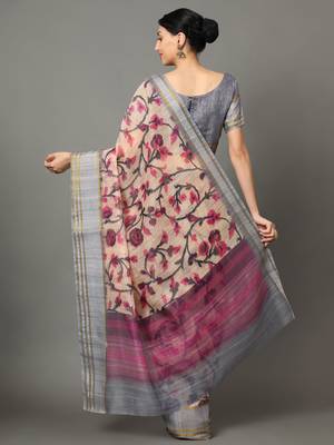 MISHRI COLLECTION Women's Saree Pure Cotton Fabric Digital Print Saree with Unstitched Blouse Piece (Free Size) 3