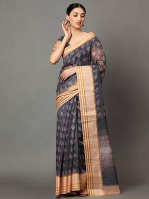 MISHRI COLLECTION Women's Saree Pure Cotton Fabric Digital Print Saree with Unstitched Blouse Piece (Free Size) 1
